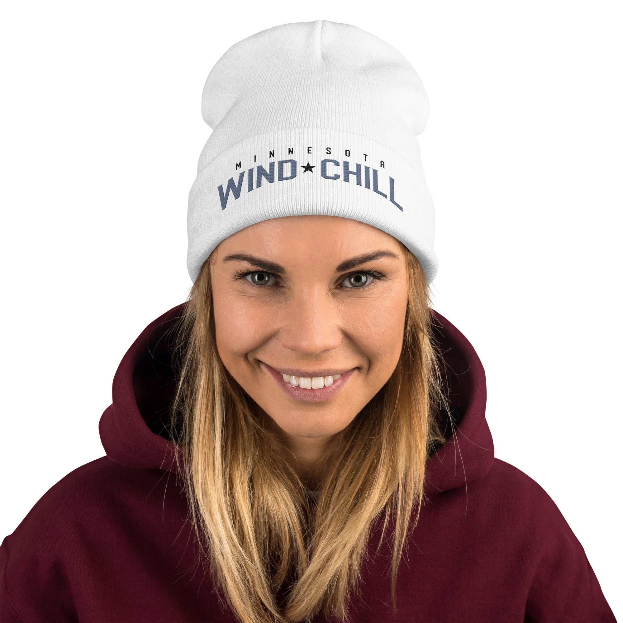 Wind Chill White Wordmark Embroidered Beanie