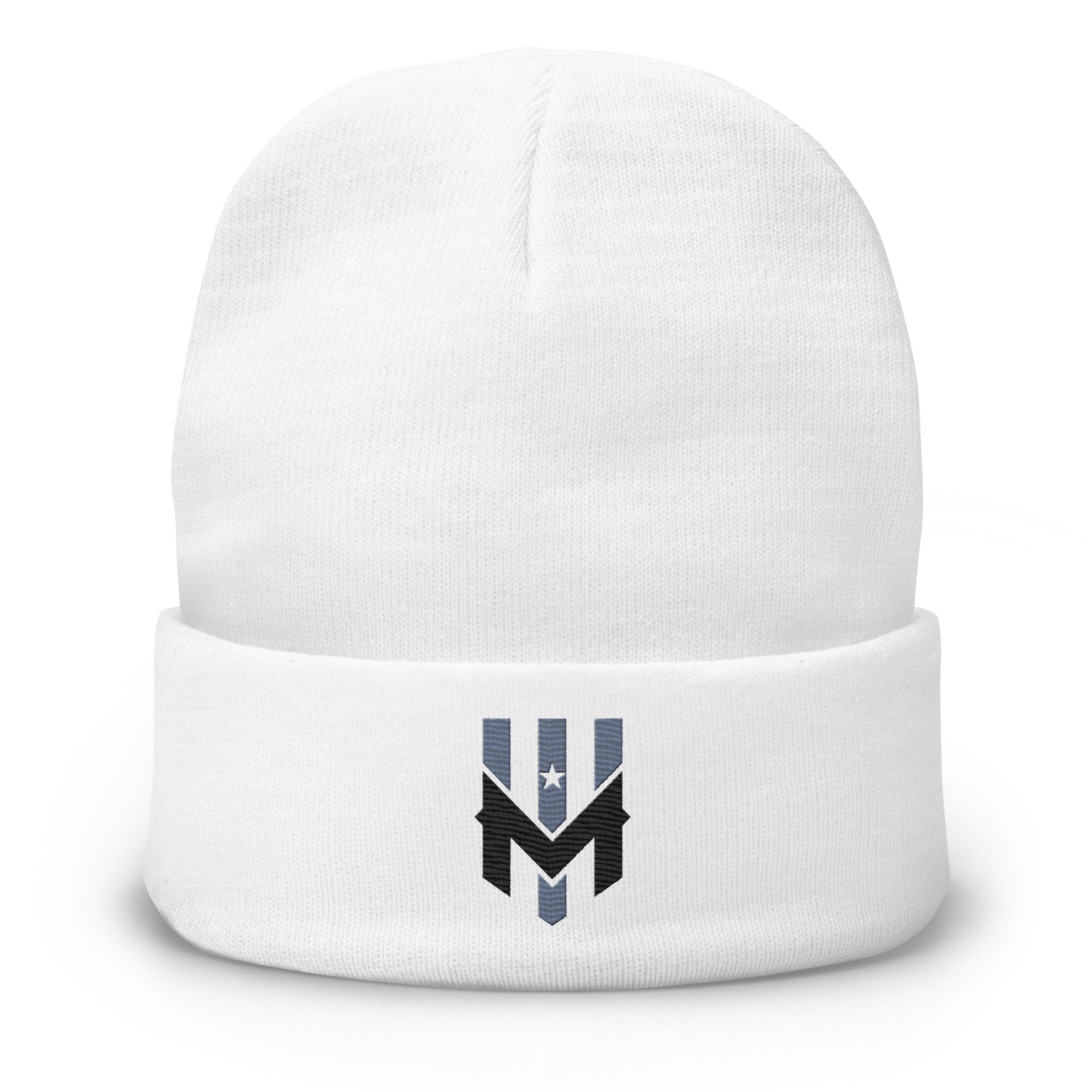 Wind Chilll White Embroidered Beanie