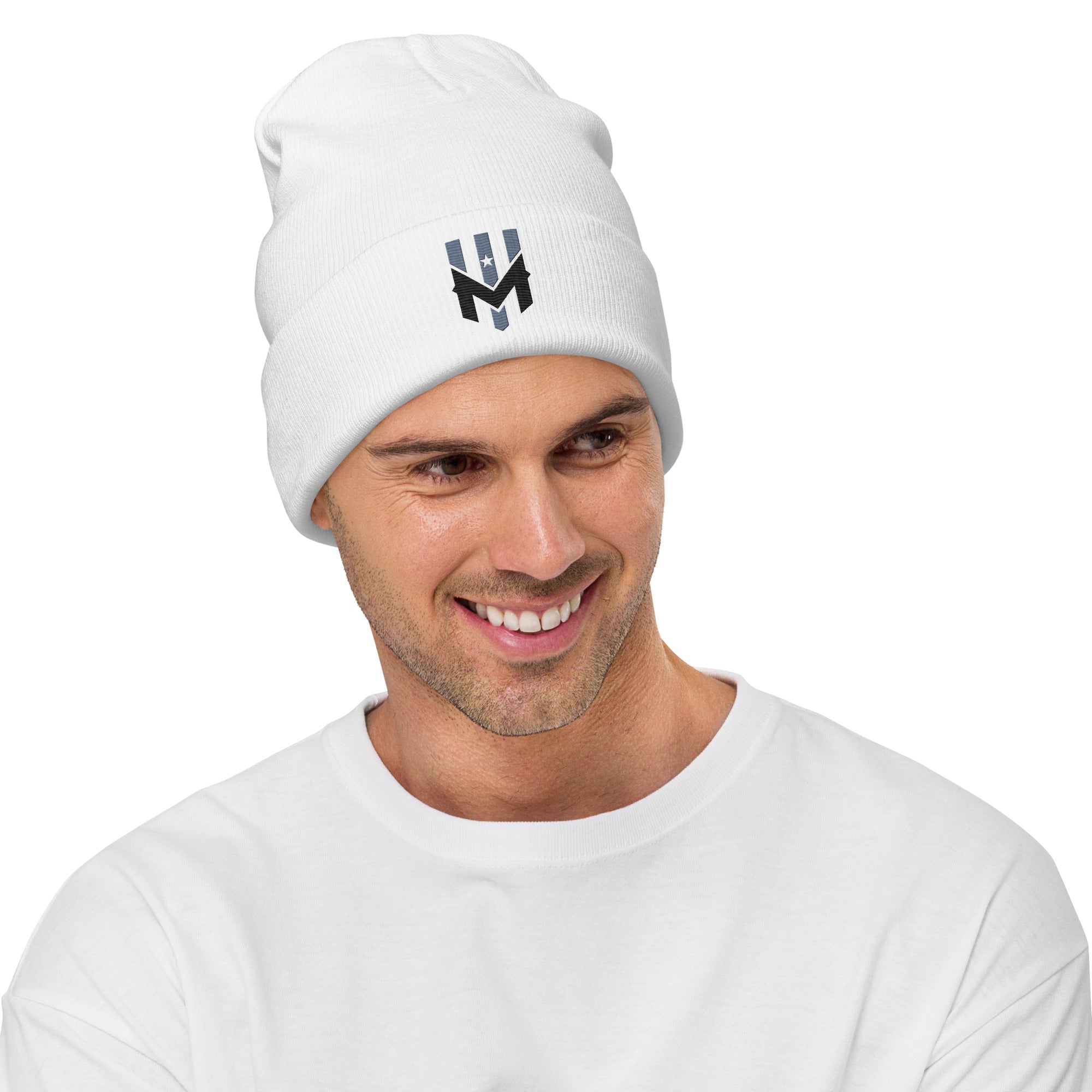 Wind Chilll White Embroidered Beanie