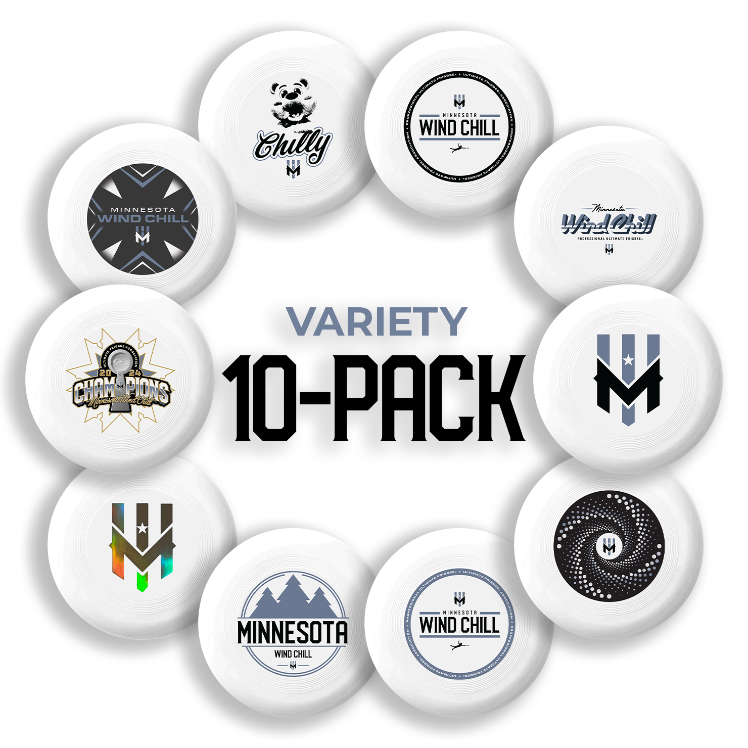 Wind Chill Variety 10-Pack Professional Ultimate Frisbee TM