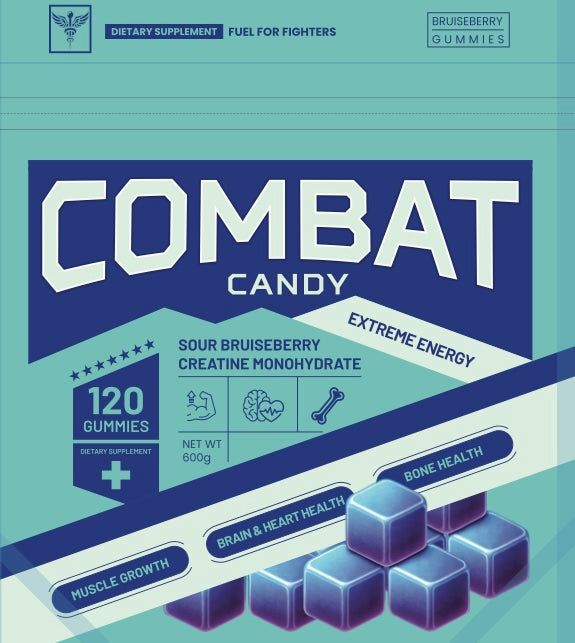 Combat Candy Sour Bruiseberry Creatine Gummies - 3 Month Supply - 360 Count - Delicious Creatine