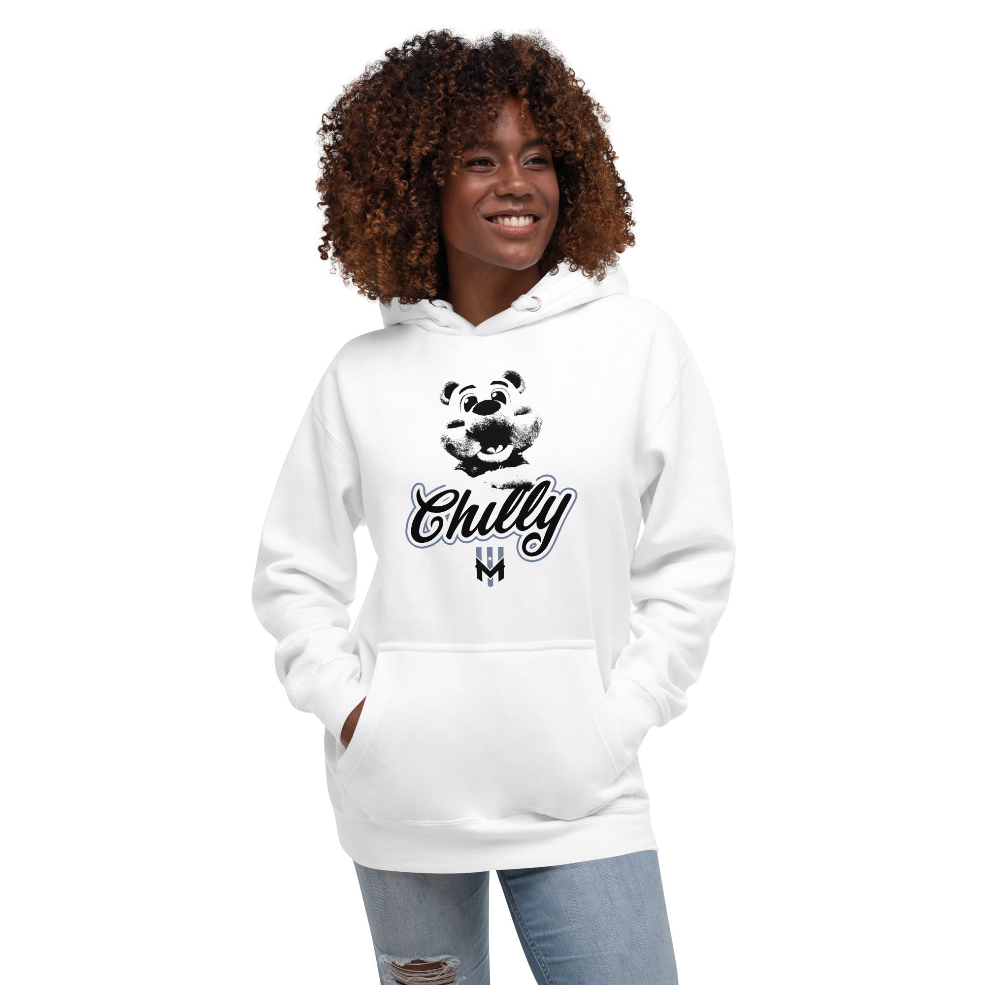 Wind Chill White "Chilly the Mascot" Hooded Sweatshirt